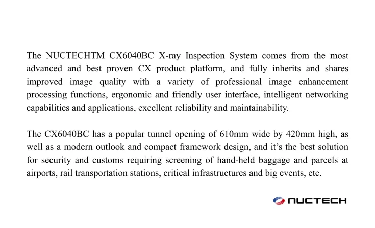NUCTECH X-Ray <b> <p style="color:#003366;">NUCTECH™ CX6040BC X-ray Inspection System</p></b> 3 ~dl/2026/4/23/cx6040bc_3